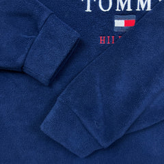 Vintage 90s Tommy Hilfiger Fleece Mens XL Blue USA Flag Pullover 1/4 Zip Jacket
