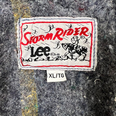 Vintage 90s Lee Storm Rider Denim Jacket Mens XL Black Stone Wash Blanket Lined Trucker Western