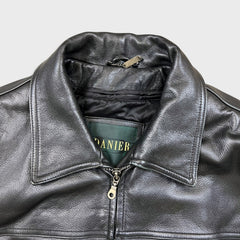 Vintage 90s Danier Leather Jacket Mens XL Black Heavyweight Full Zip Coat