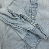Levi's Standard Denim Shirt Mens Medium Blue Light Wash Casual Western Pearl Snap