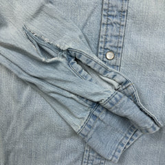 Levi's Standard Denim Shirt Mens Medium Blue Light Wash Casual Western Pearl Snap