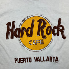 Vintage 90s Hard Rock Cafe T Shirt Mens Small White Puerto Vallarta Single Stitch Tee