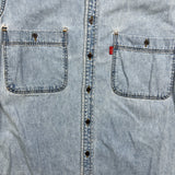 Vintage 90s Levi's Denim Shirt Mens Medium Blue Faded Light Wash Button Up