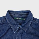 Lauren Ralph Lauren Long Sleeve Denim Shirt Womens Large Blue Dark Wash Oversized