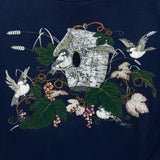 Vintage 90s Birdhouse Animal T Shirt Mens Medium Blue Sun Faded Nature Art Tee