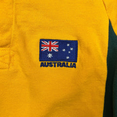 Vintage 90s Barbarian Rugby Shirt Mens Medium Yellow Australia Collared Long Sleeve