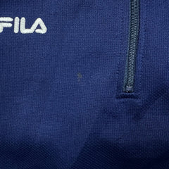 Vintage 90s Fila Sweatshirt Mens Small Blue Japanese 1/4 Zip Tracksuit Top