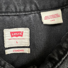 Levi's Standard Denim Shirt Mens Large Black Dark Wash Casual Western Pearl Snap