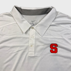 Nike Syracuse University Polo Shirt Mens 2XL White Dri Fit Sportswear