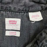 Levi's Denim Shirt Mens Large Black Dark Wash Casual Western Pearl Snap