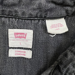 Levi's Denim Shirt Mens Large Black Dark Wash Casual Western Pearl Snap