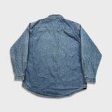 Vintage 90s Levi's Denim Shirt Mens Large Blue Red Tab Light Wash Button Up