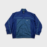 Vintage 90s Nike Sportwear Jacket Mens XL Blue Big Swoosh Full Zip Windbreaker