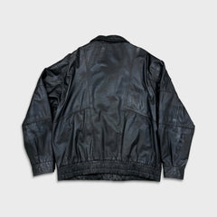 Vintage 90s Sears Leather Jacket Mens XL Black Full Zip Flight A-2 G-1 Bomber