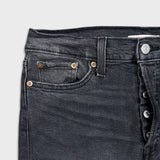 Levi's Wedgie Straight Jeans Womens 31x26 Black Distressed High Rise Wash Denim Pants