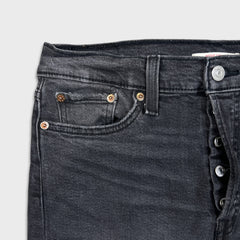 Levi's Wedgie Straight Jeans Womens 31x26 Black Distressed High Rise Wash Denim Pants