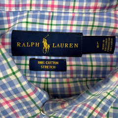 Polo Ralph Lauren Shirt Mens Large Blue Pony Checkered Casual Long Sleeve Button-Up