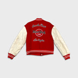 Vintage 90s Hard Rock Cafe Jacket Mens Small Red Varsity Letterman Bomber