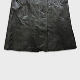 Vintage 90s JOFAMA Swedish Leather Trench Coat Women Size 6 Black Quilted Lined