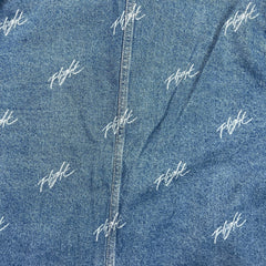 Nike Jordan Flight Heritage Denim Jacket Mens Large Blue AOP Monogram Trucker