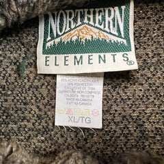 Vintage 90s Northern Elements Wolf Fleece Mens XL Brown 1/4 Zip Deep Pile Animal Nature Jacket