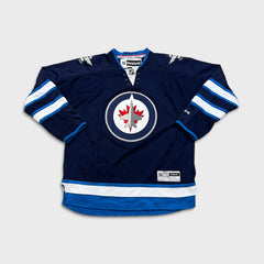 Vintage Reebok Winnipeg Jets NHL Hockey Jersey Mens XL Blue Stitched Sports Team