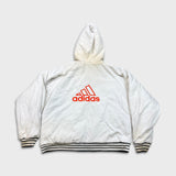 Vintage 90s Adidas Jacket Mens Large Gray Reversible 3 Stripe Heavy Coat