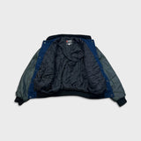 Vintage 90s Davis Sportswear Leather Jacket Mens Medium Blue Wool Letterman