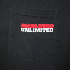 Vintage 90s Marlboro Lizard T Shirt Mens XL Black Unlimited USA Pocket Tee