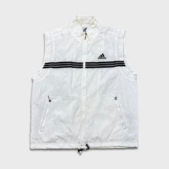 Vintage 90s Adidas by Descente Vest Jacket Mens Large White Stripe Full Zip