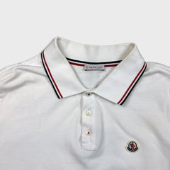 Moncler Maglia Polo Shirt Manica Corta Mens Small White Pique Short Sleeve