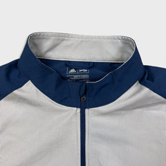 Adidas Light Jacket Mens XL Blue Essentials 3 Stripes 1/4 Zip Windbreaker Bomber