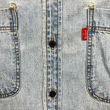 Vintage 90s Levi's Denim Shirt Mens Medium Blue Faded Light Wash Button Up