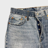 Levi's 501 Jeans Mens 28x30 Blue Original Fit Straight Distress Frayed Leg Denim Pants