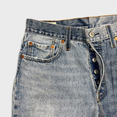 Levi's 501 Jeans Mens 28x30 Blue Original Fit Straight Distress Frayed Leg Denim Pants