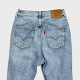 Levi's 70s Style High Flare Jeans Womens Size 26 Blue Light Wash Distressed Denim Pants