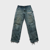 Vintage 90s Carhartt Pants Mens 34x34 Black Original Fit Double Knee Distressed USA