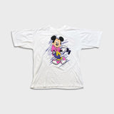 Vintage 90s Mickey Mouse T Shirt Mens Medium White Double Sided Disney Graphic Tee