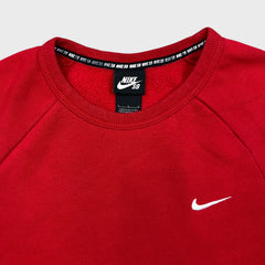 Nike SB Sweatshirt Mens Large Red Sportswear Swoosh Pullover Crewneck
