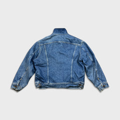 Vintage 90s Lee Storm Rider Denim Jacket Mens Large Blue Light Wash Blanket Lined Trucker Western