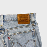 Levi's Wedgie Jeans Womens 27x28 Blue Slim Straight Fit Frayed Leg Distressed Denim Pants
