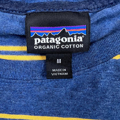 Patagonia Pocket T Shirt Mens Medium Blue Striped Lightweight Short Sleeve Tee