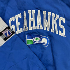 Vintage 90s Logo 7 Seattle Seahawks Jacket Mens Large Blue NFL Football Bomber