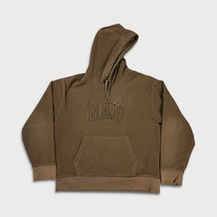 Vintage Y2K Gap Fleece Mens Medium Brown Spell Out Outdoor Hooded Pullover Jacket