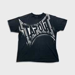Vintage Y2K Tapout T Shirt Mens Large Black Spray Paint Faded UFC MMA Graphic Tee