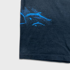 Vintage 90s Dolphin Florida T Shirt Mens Large Black USA Graphic Animal Tee