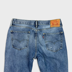 Levi’s 514 Jeans Mens 34x32 Blue Slim Straight Fit Light Wash Distressed Denim Pants