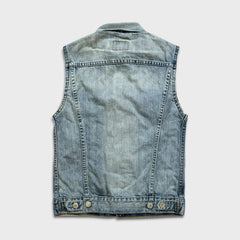 Levi's Vest Jacket Womens Small Blue Light Wash Sleeveless Jean Denim Trucker