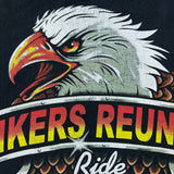 Vintage Y2K Bikers Reunion Ride Eagle T Shirt Mens XL Black Faded Double Sided Tee