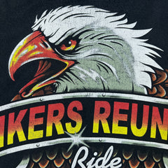 Vintage Y2K Bikers Reunion Ride Eagle T Shirt Mens XL Black Faded Double Sided Tee